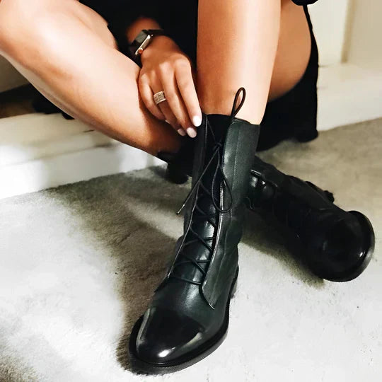 Vanessa Poe | Leather Lace-Up Ankle Boots For Women