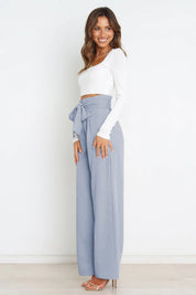 Isabelle Fontaine | Navy High Waist Paperbag Trousers with Bow Detail