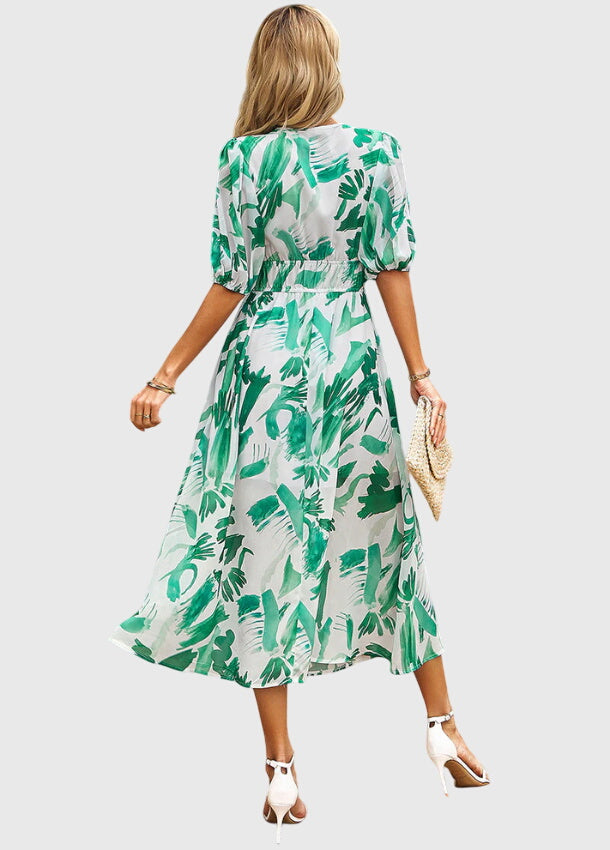 Camilla Rowntree | Robe midi fleurie à manches bouffantes