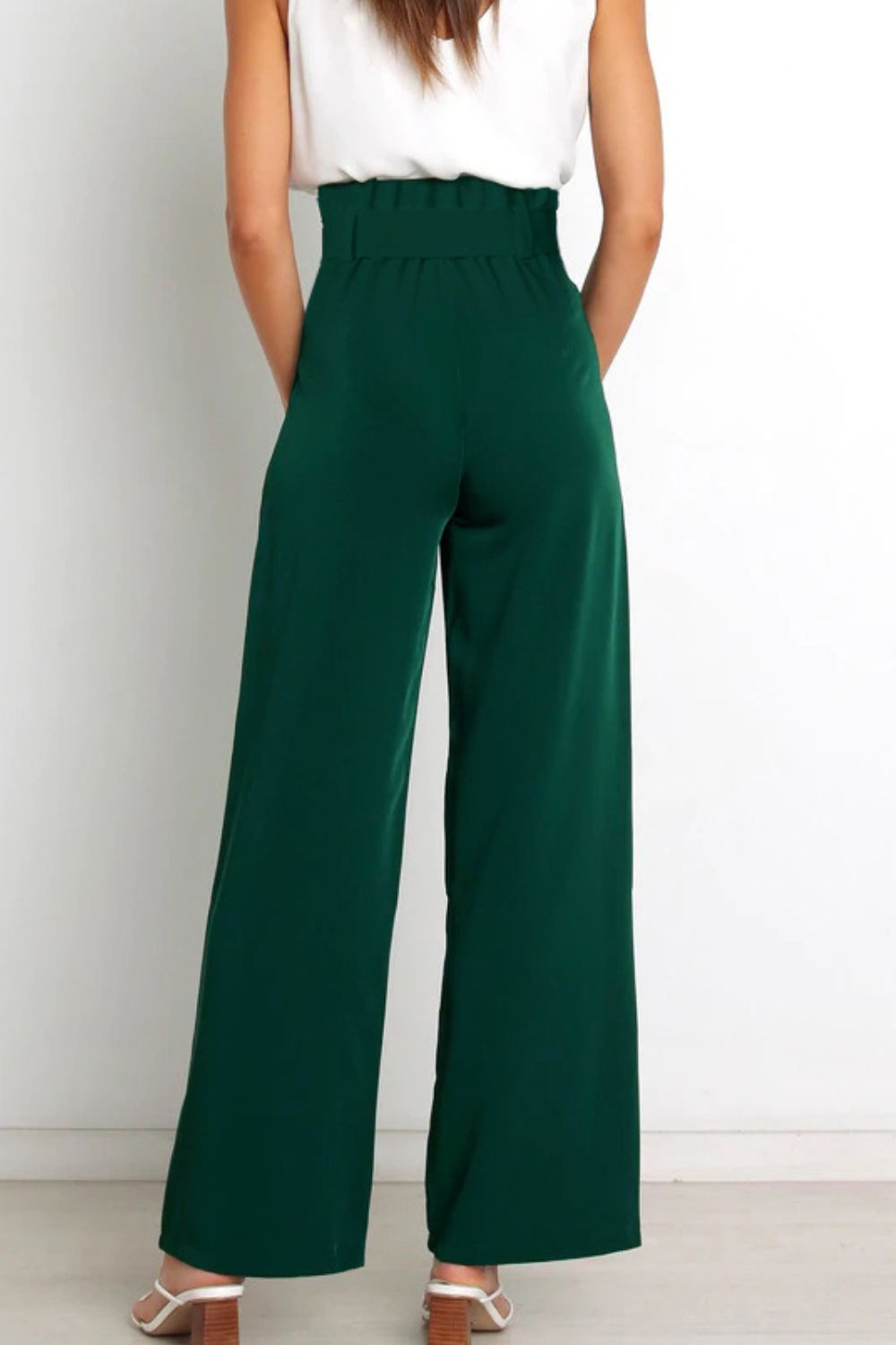Isabelle Fontaine | Navy High Waist Paperbag Trousers with Bow Detail