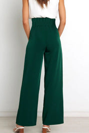Isabelle Fontaine | Navy High Waist Paperbag Trousers with Bow Detail