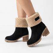 Alice Hartley | Black Suede Ankle Boots with Sherpa Cuff