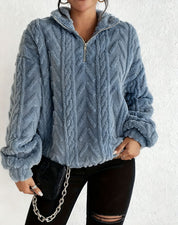 Rosie Kerr | Cable Knit Fleece Half-Zip Pullover
