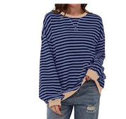 Millicent Turner | Striped Oversized Round Neck Sweatshirt