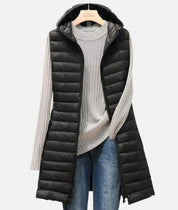 Phoebe Edwards | Navy Quilted Longline Hooded Gilet