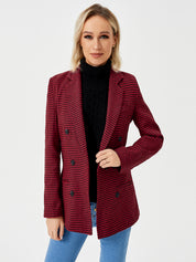 Charlotte Bennett | Houndstooth Work Jacket With Double-Breasted Lapel