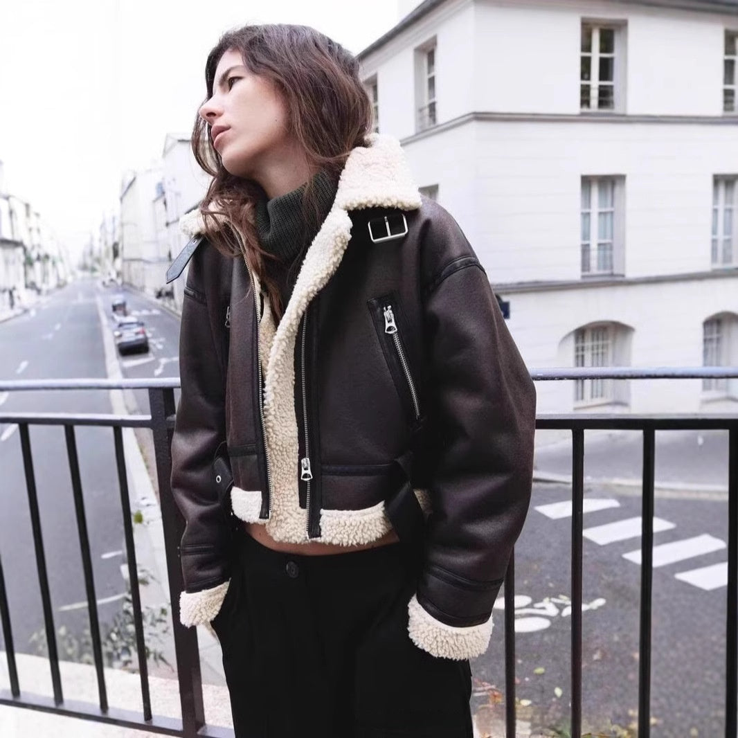 Imogen Davies | Shearling Aviator Cropped Jacket