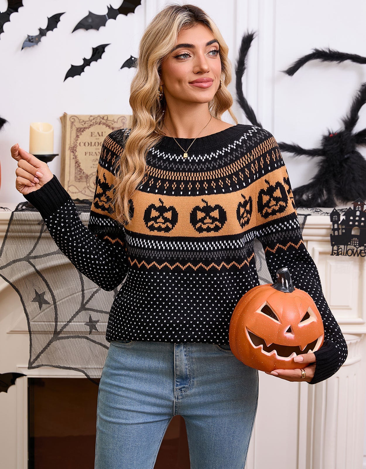 Trick & Treat | Pumpkin Halloween Sweater For Women
