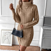 Grace Williams | Cable Knit Turtleneck Sweater Dress