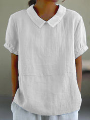 Charlotte Monroe | Casual Linen Collar Blouse For Women