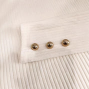 Imogen Clarke | Ribbed Knit Button-Cuff Sweater