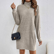 Edith Morris | Ribbed Turtleneck Sweater Dress