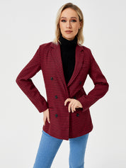 Charlotte Bennett | Houndstooth Work Jacket With Double-Breasted Lapel