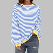 Harriet Green | Green & Navy Striped Oversized Sweatshirt