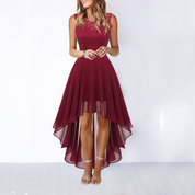 Vivienne Moreau | Burgundy High Low Cocktail Dress For Women