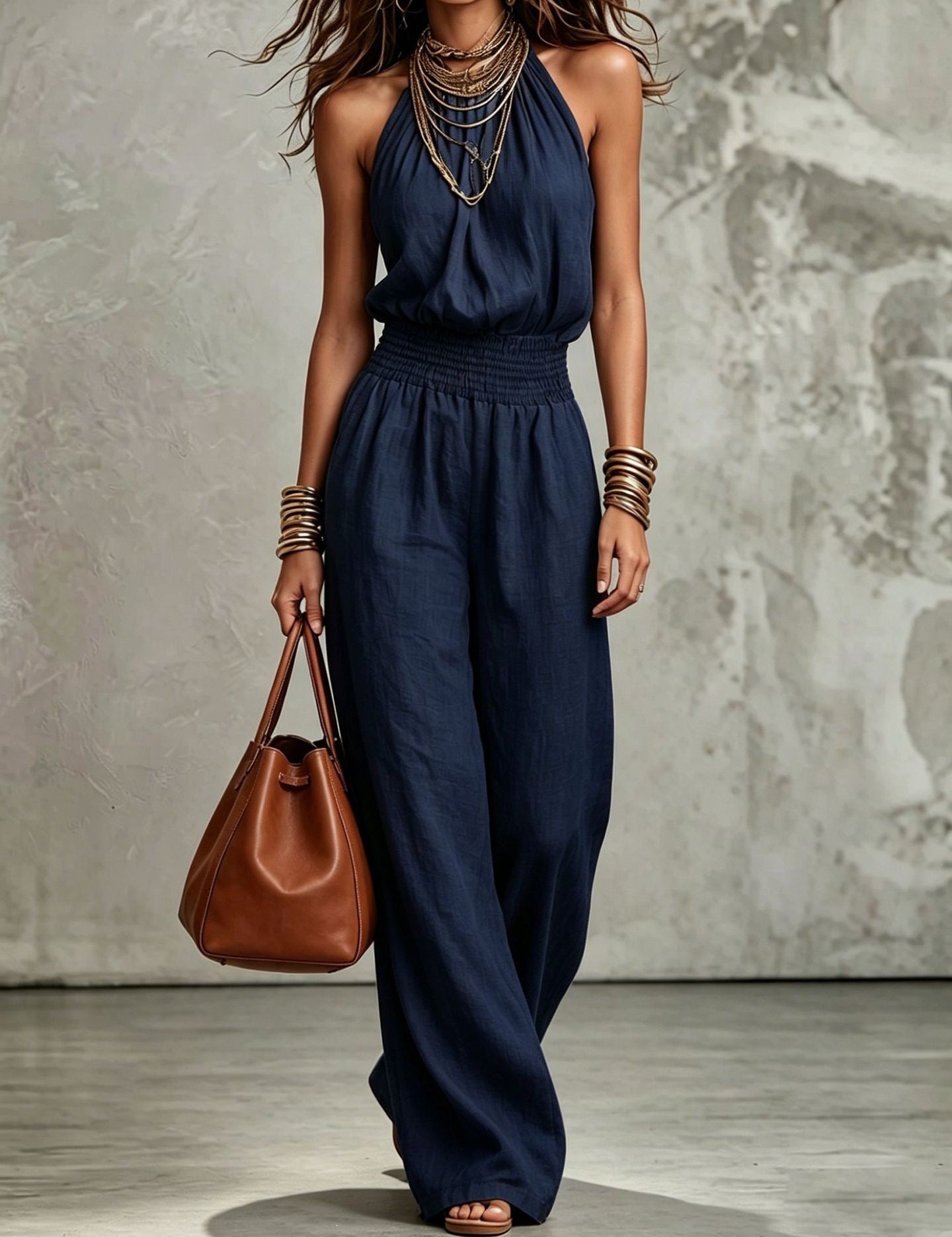 Aurora Bellini | Linen Halterneck Jumpsuit For Women