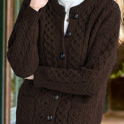 Rosalind Cooper | Textured Cable-Knit Button-Front Cardigan