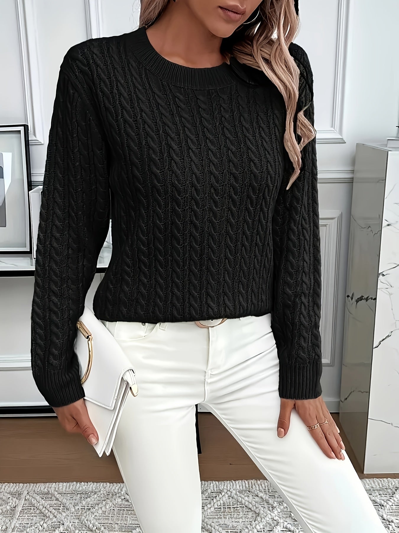 Louisa Bramley | Cable-Knit Round Neck Sweater