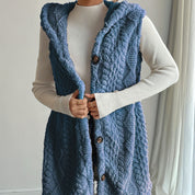 Georgina Wright | Hooded Faux Fur Sleeveless Vest Cardigan