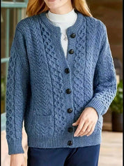 Rosalind Cooper | Textured Cable-Knit Button-Front Cardigan