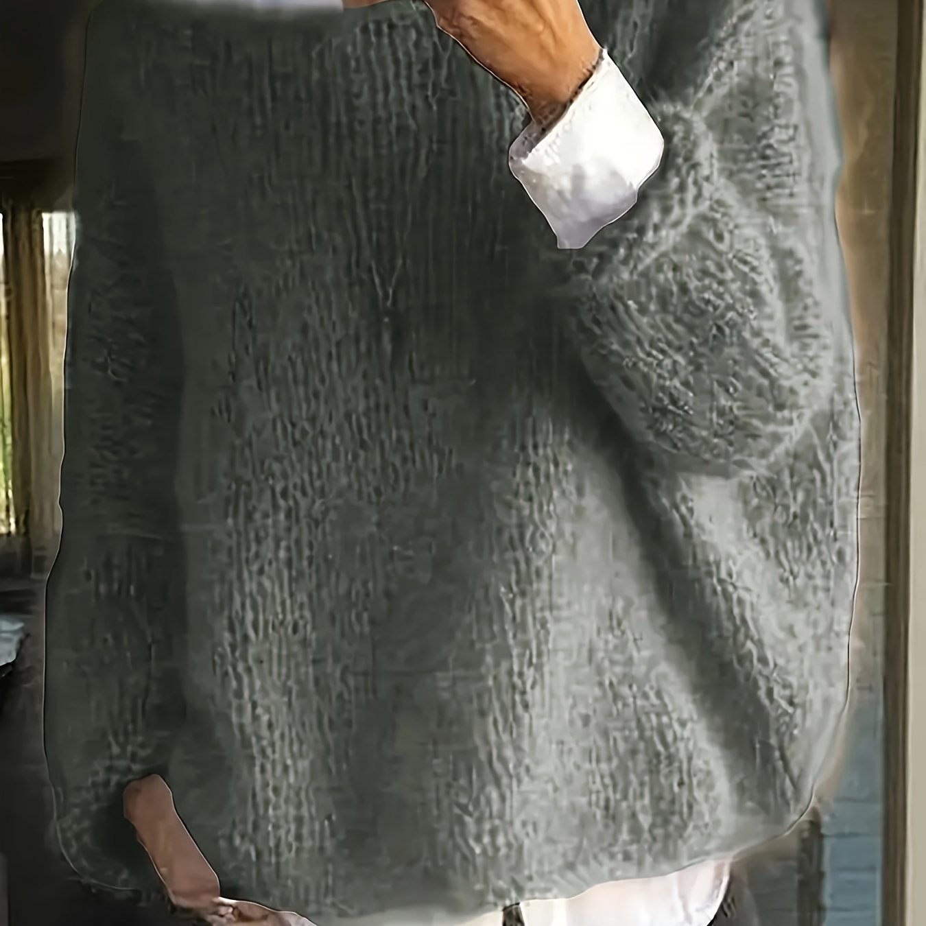 Cecily Hall | Relaxed Crew Neck Sweater in Olive Green