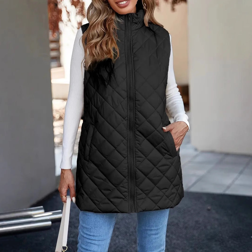 Rosalind Sutherland | Quilted Longline Zip Vest