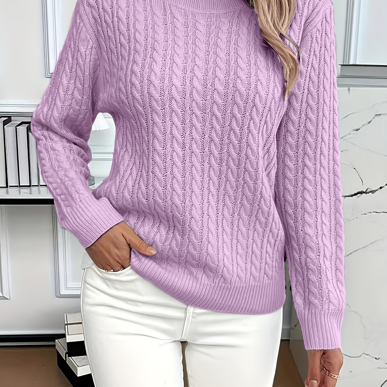 Louisa Bramley | Cable-Knit Round Neck Sweater