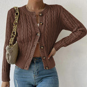 Clementine Ashford | Grey Cable Knit Button-Front Cardigan