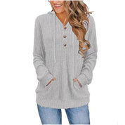 Harriet Baker | Ribbed Button-Front Hoodie Sweater