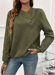 Edith Sutherland | Asymmetrical Button-Front Sweatshirt