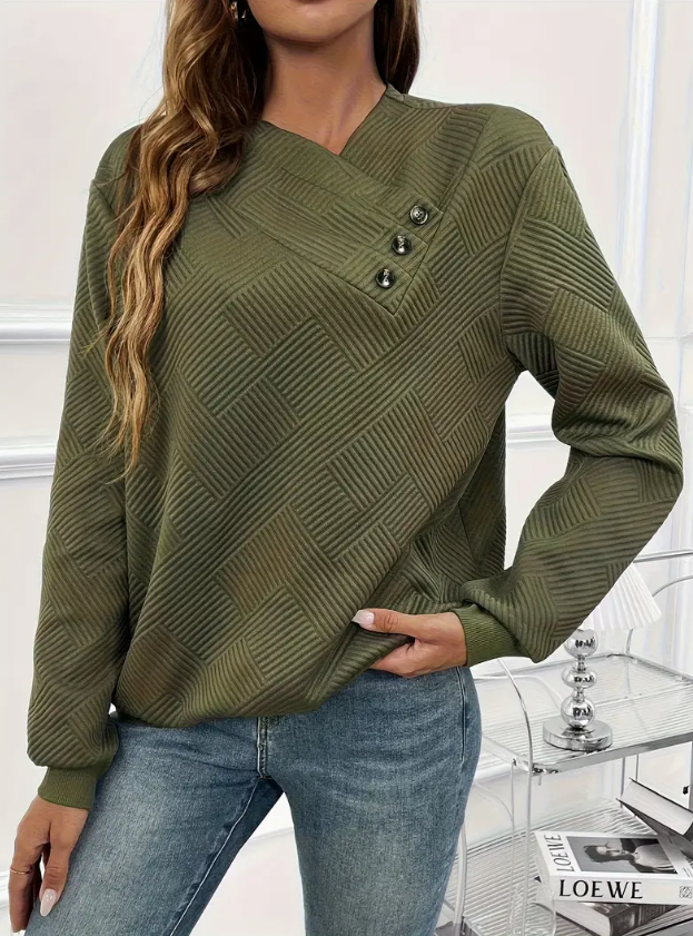 Edith Sutherland | Asymmetrical Button-Front Sweatshirt