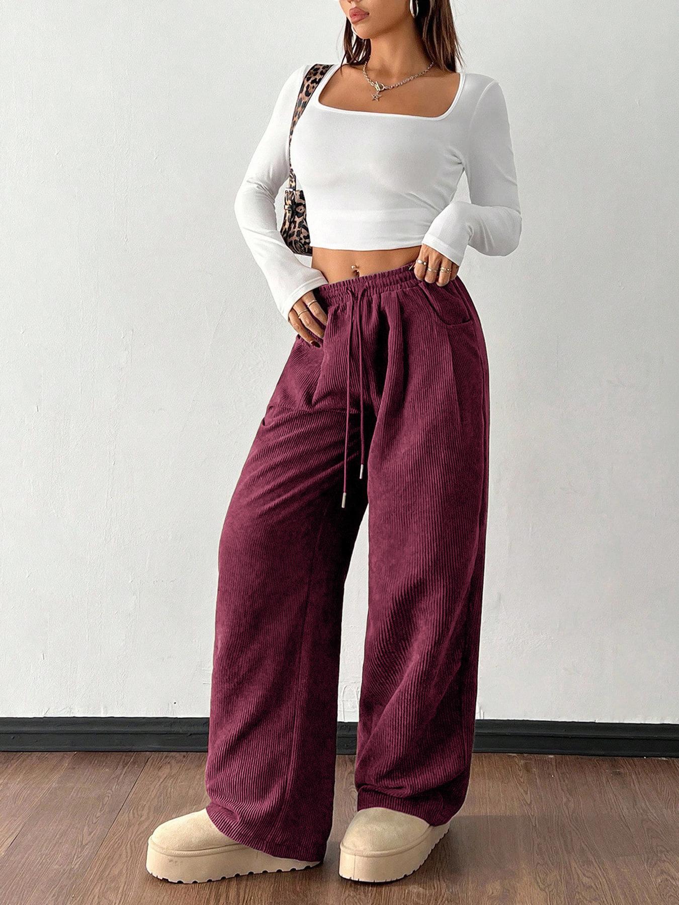 Charlotte Baker | Pantalon large en velours côtelé vert