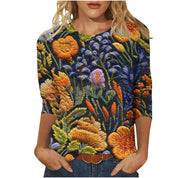 Rosie Evans | 3D Floral Print Round Neck T-Shirt