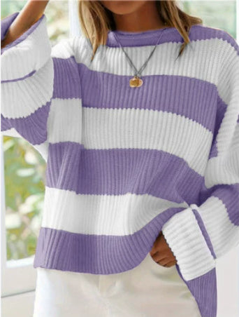 Isobel Kerr | Striped Oversized Batwing Sleeve Jumper