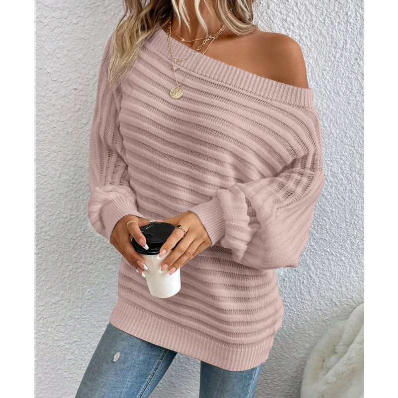 Tabitha Hill | Off-Shoulder Ribbed Knit Sweater