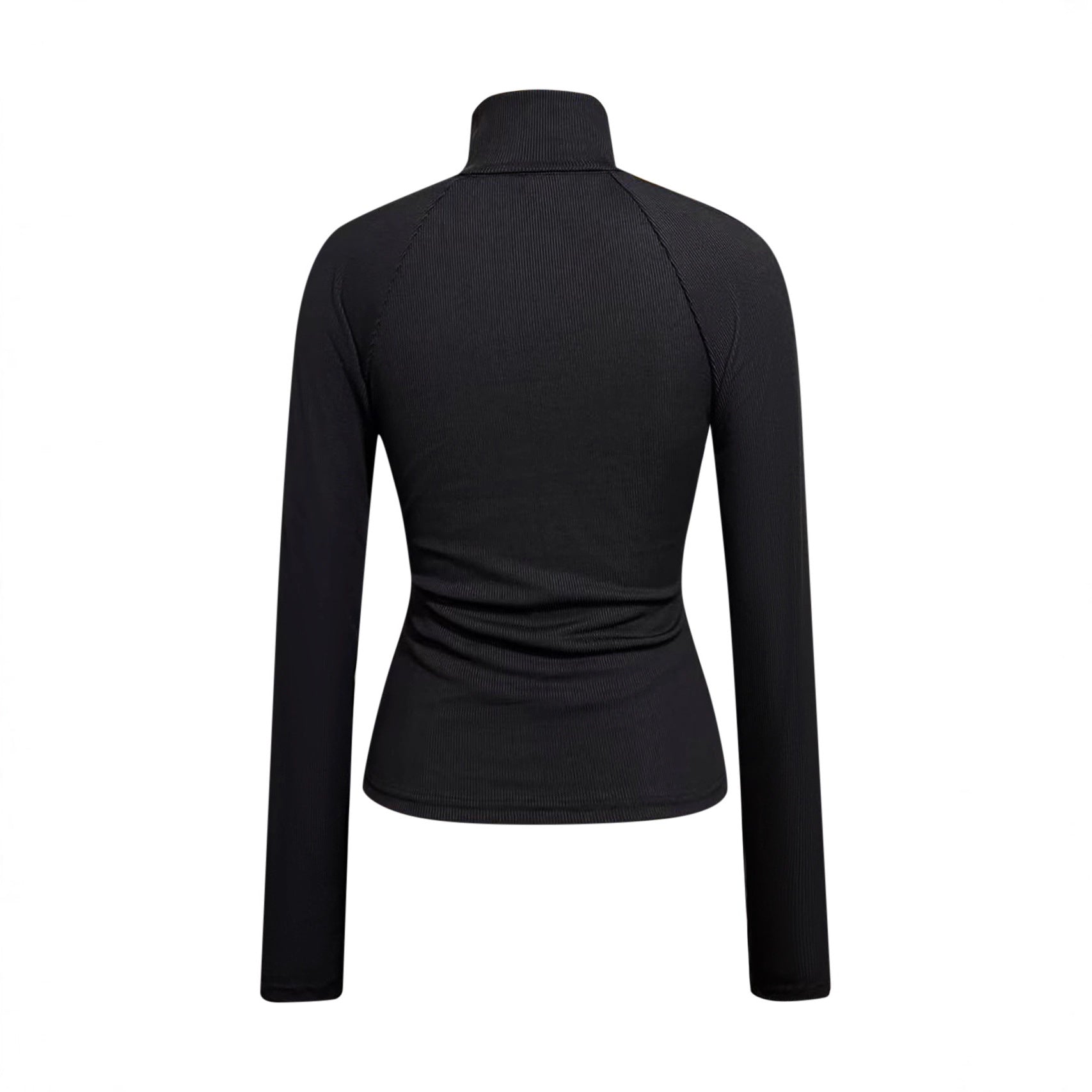 Olivia Thomas | Ribbed Zip Turtleneck Knit Top