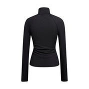 Olivia Thomas | Ribbed Zip Turtleneck Knit Top