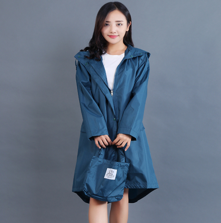 Eleanor Scott | Hooded Polka Dot Raincoat in Navy Blue