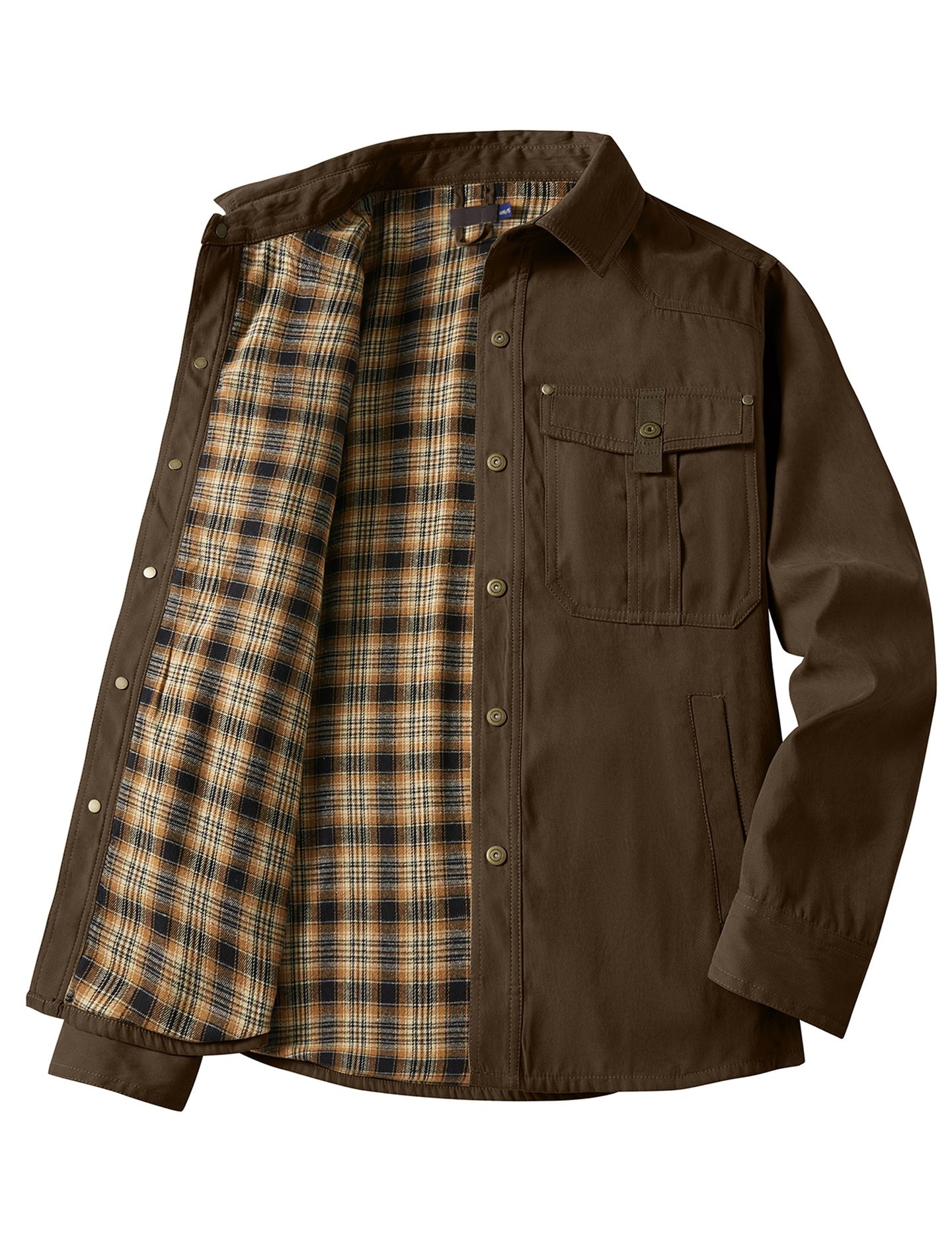 George Fletcher | Black Plaid Flannel-Lined Shirt Jacket