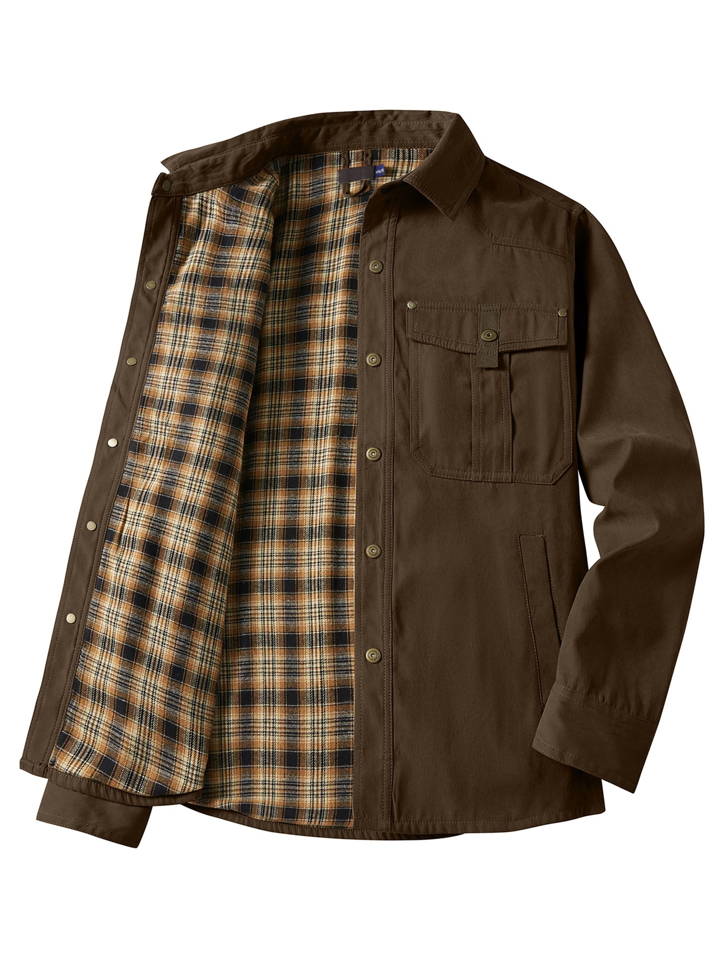 George Fletcher | Veste-chemise à carreaux noirs doublée en flanelle
