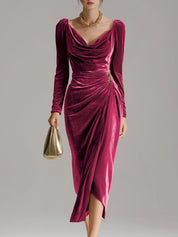 Ottilie Rowntree | Robe de cocktail en velours à col drapé