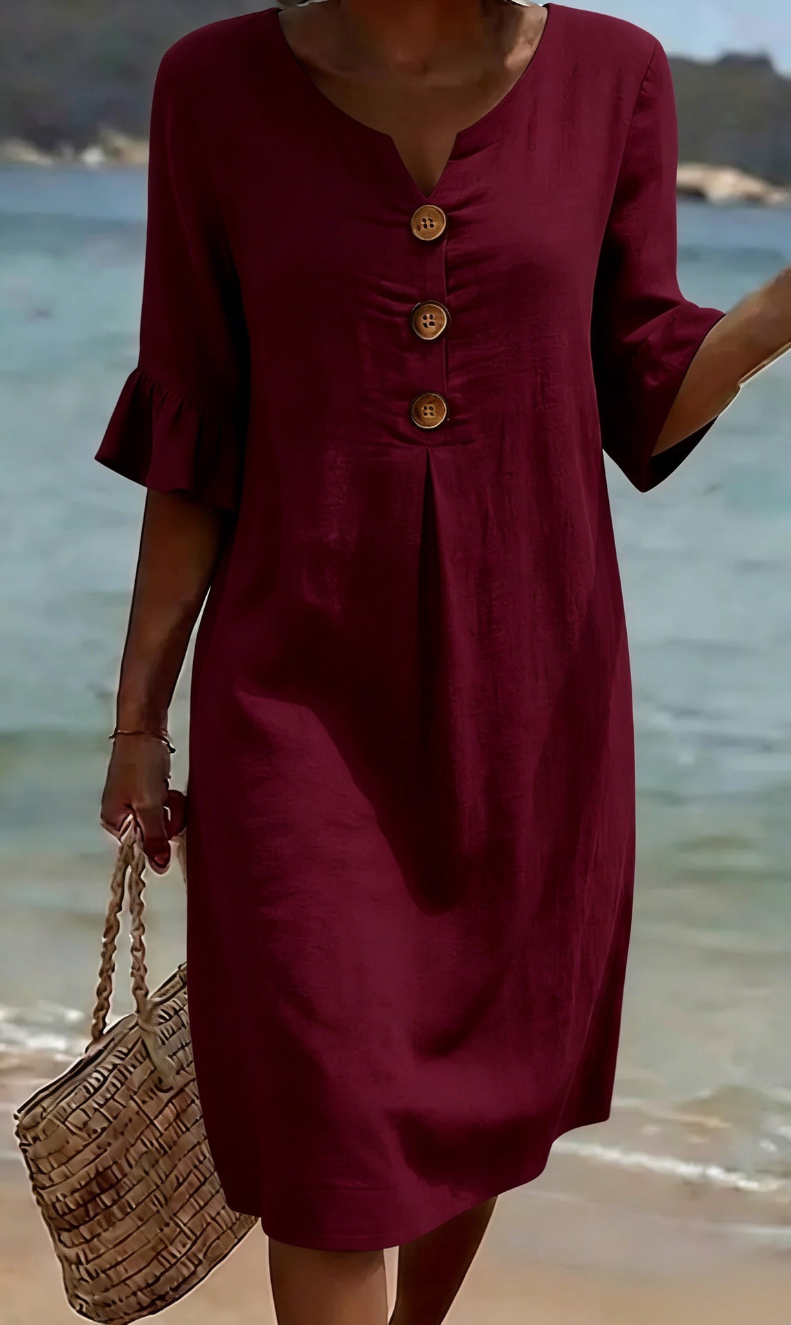 Eleanor Ashford | Casual Button Midi Dress For Women