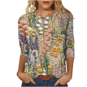 Rosie Evans | 3D Floral Print Round Neck T-Shirt