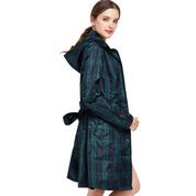 Isla Morrison | Hooded Tartan Trench Coat in Forest Green Plaid