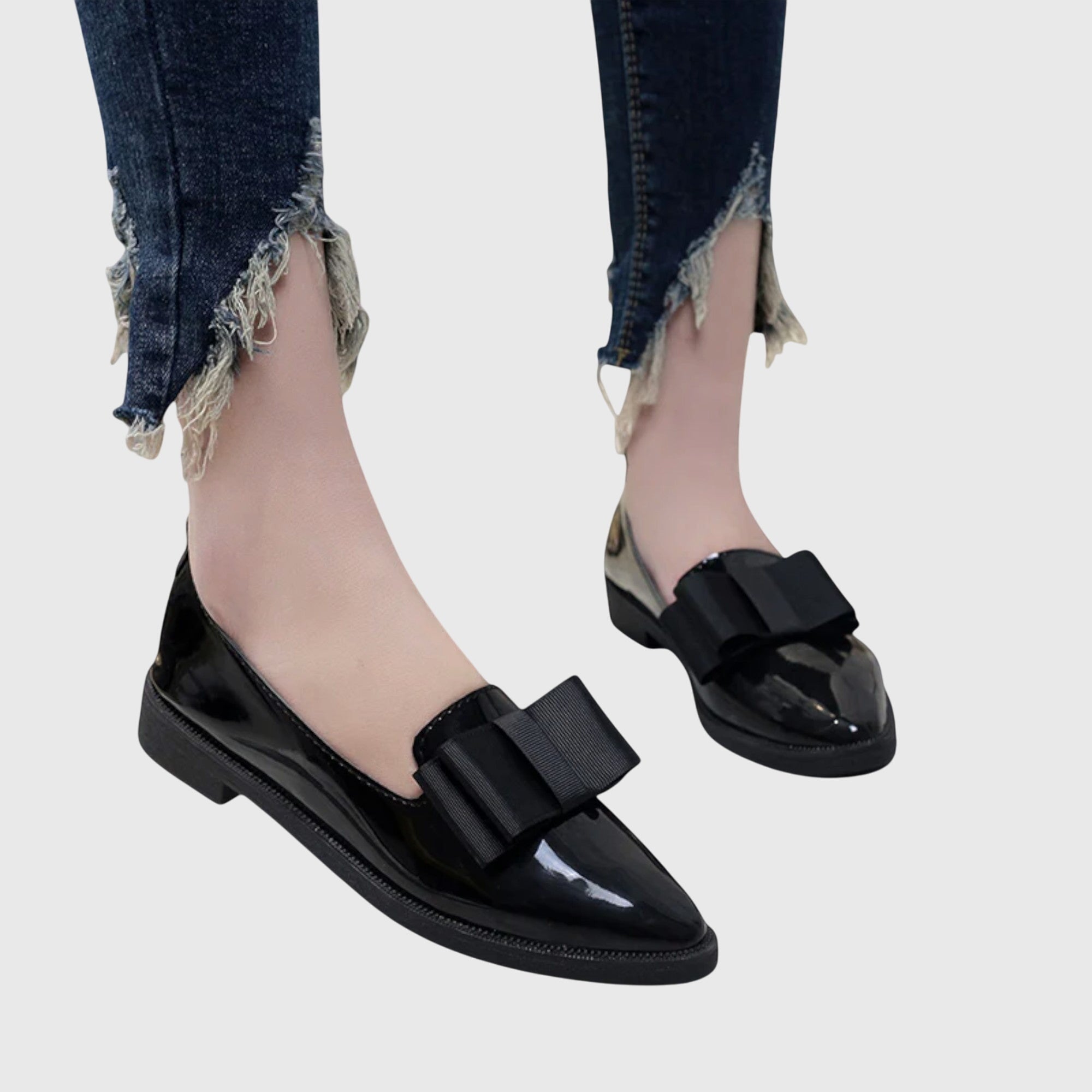 Marianne Foxton | Patent Vegan Leather Bow Loafers