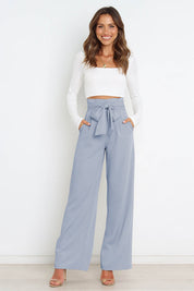 Isabelle Fontaine | Navy High Waist Paperbag Trousers with Bow Detail