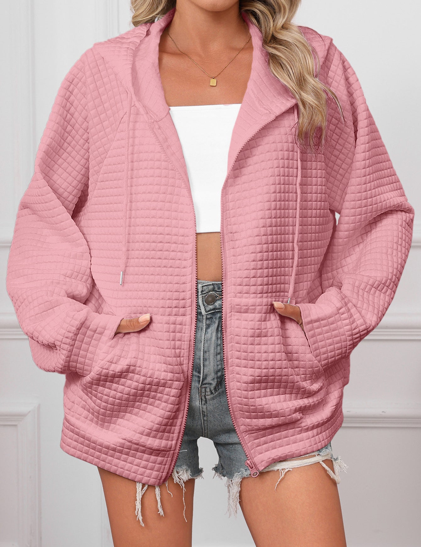 Penelope Baker | Textured Zip-Up Hooded Jacket