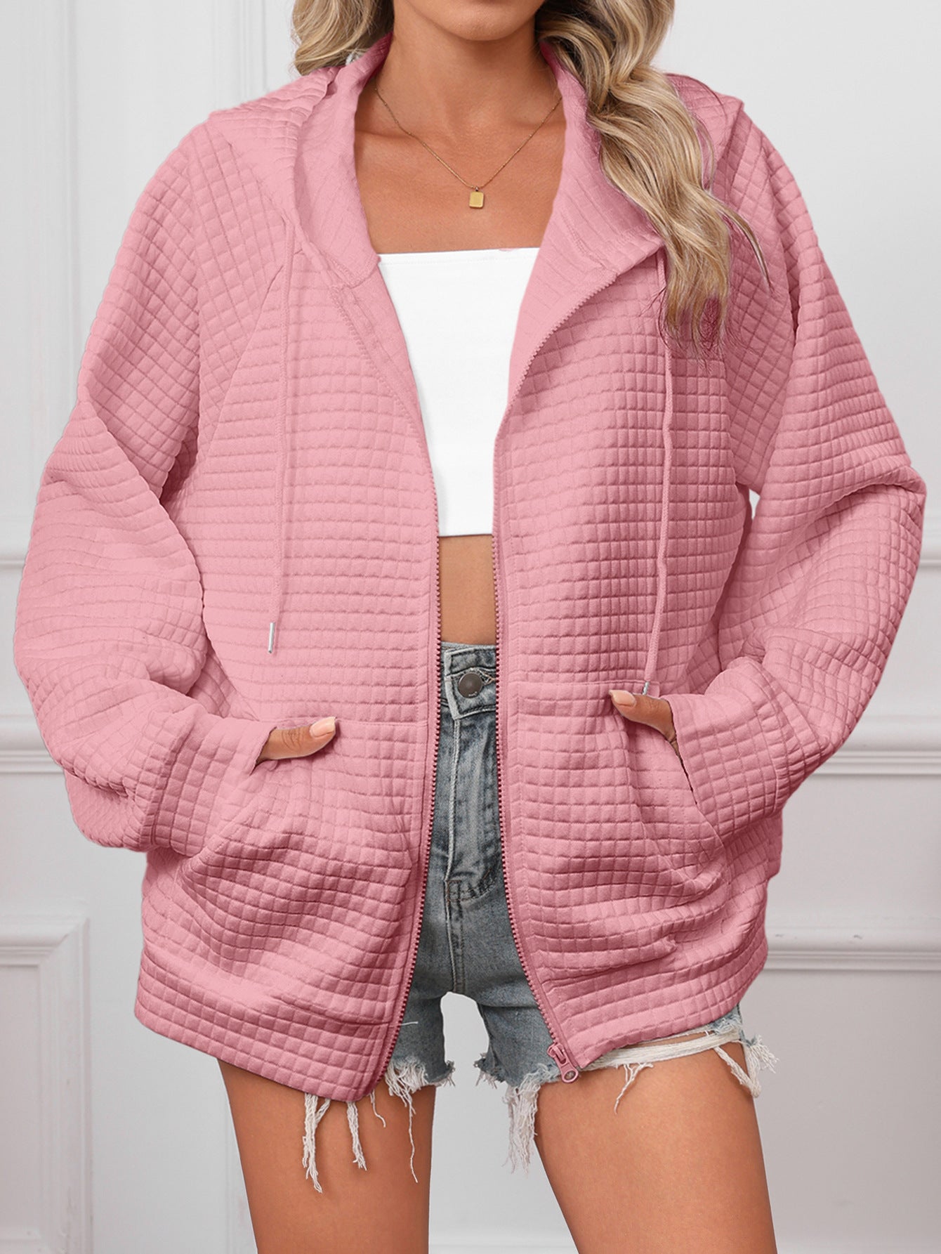 Penelope Baker | Textured Zip-Up Hooded Jacket