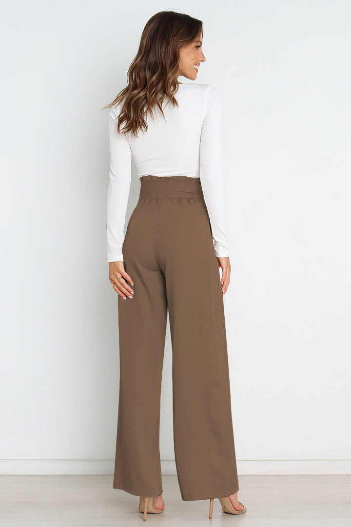 Isabelle Fontaine | Navy High Waist Paperbag Trousers with Bow Detail