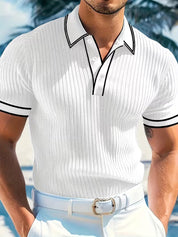 Oliver Blackstone | Polo en maille côtelée pour homme bleu marine